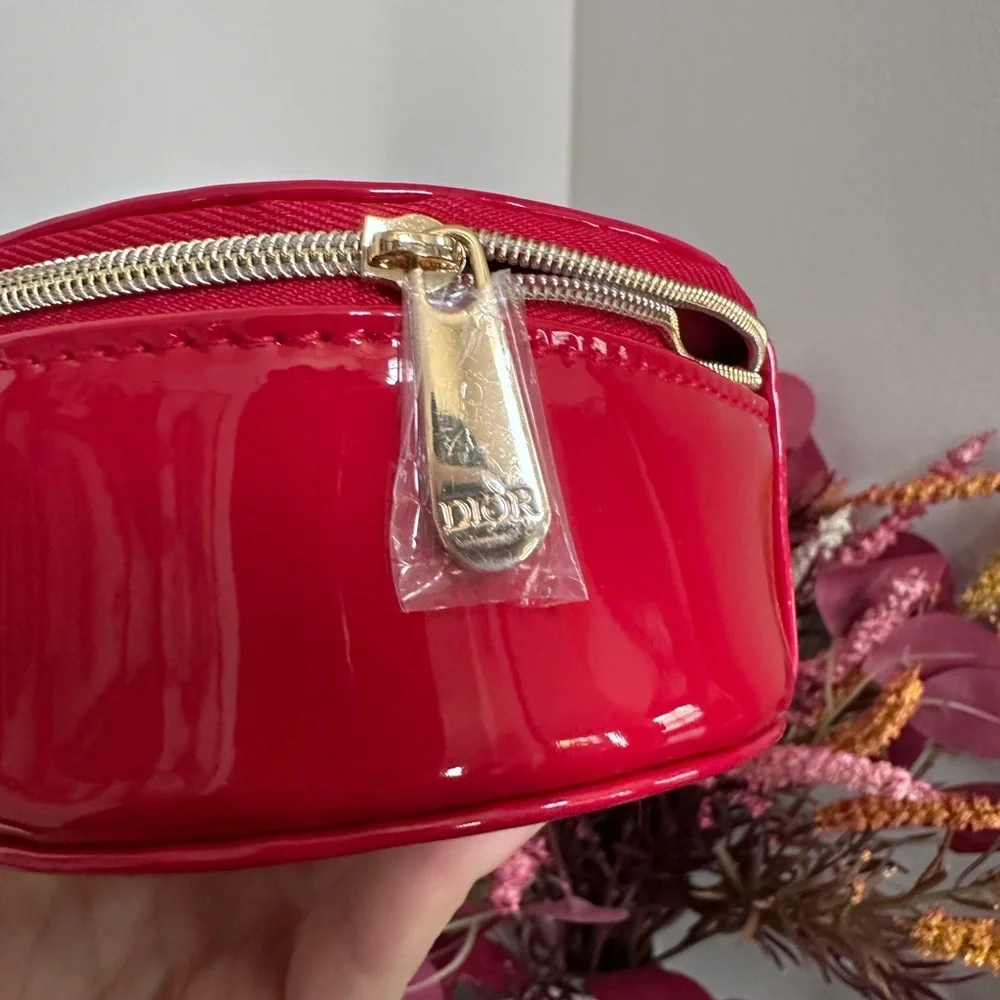 NIB Dior Red  zip around‎ small bag